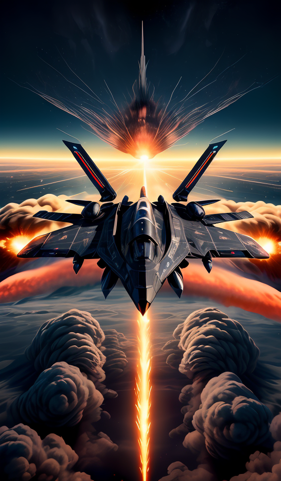 00737-3189552717-a matte black fighter starship, (flying away from an explosion_1.4), cinematic lens flare, bloom, dynamic lighting, massive fire.png